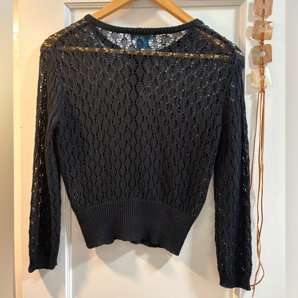 Vintage Crochet Cardigan Black Small - Picture 3 of 3